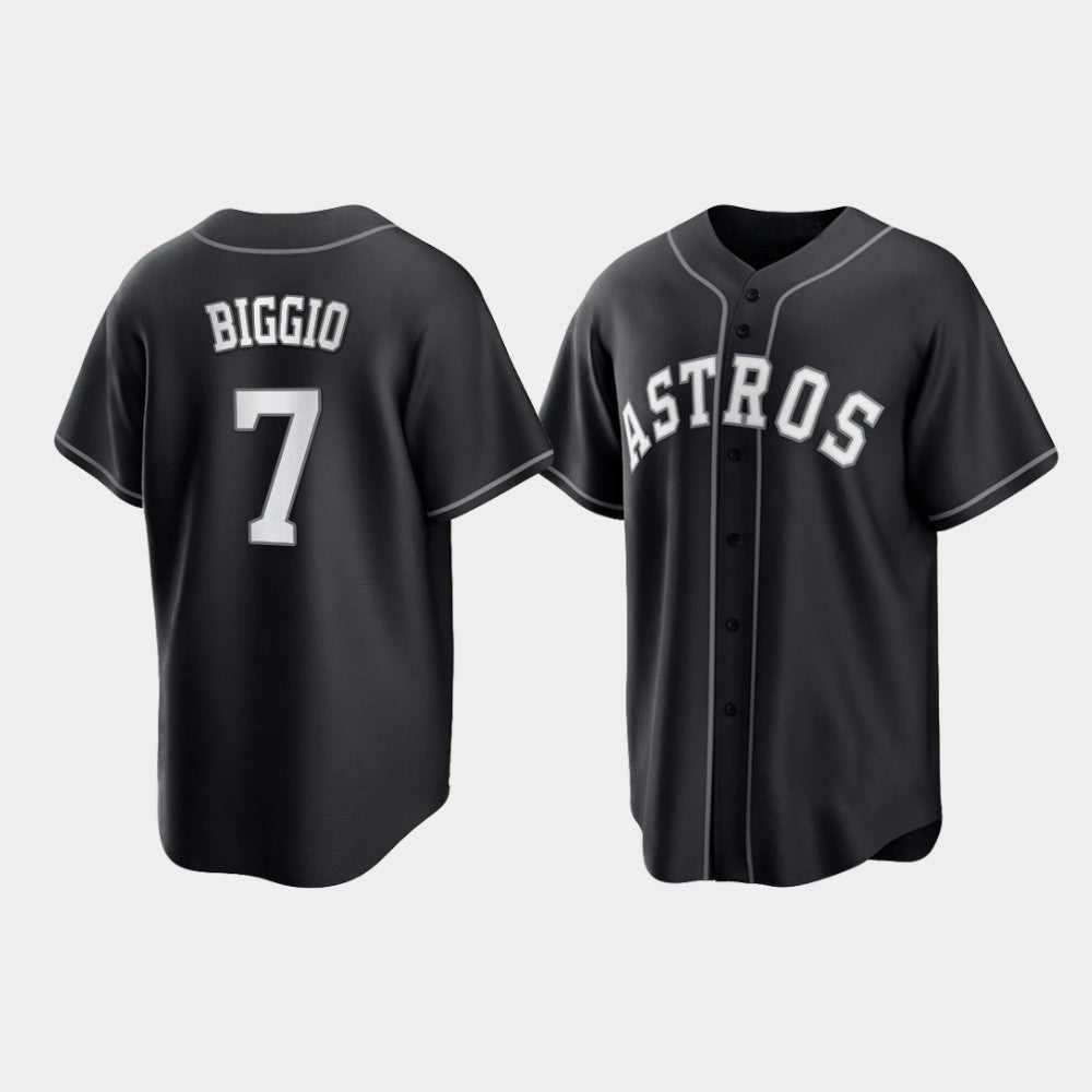 Baseball Houston Astros Craig Biggio 2021 All Black Fashion Jersey - Main View