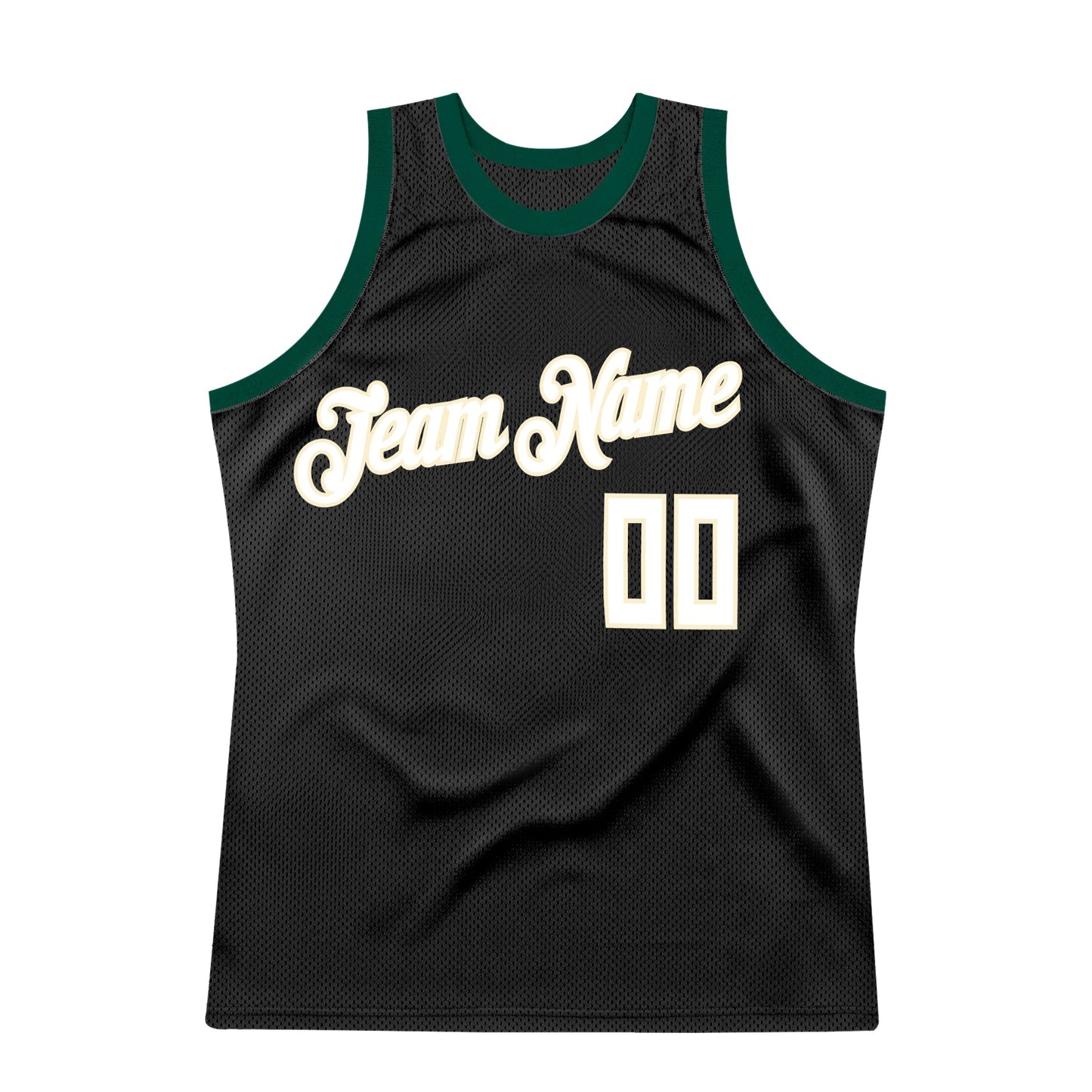 Custom Black White-Hunter Green Authentic Throwback Basketball Jersey view 7