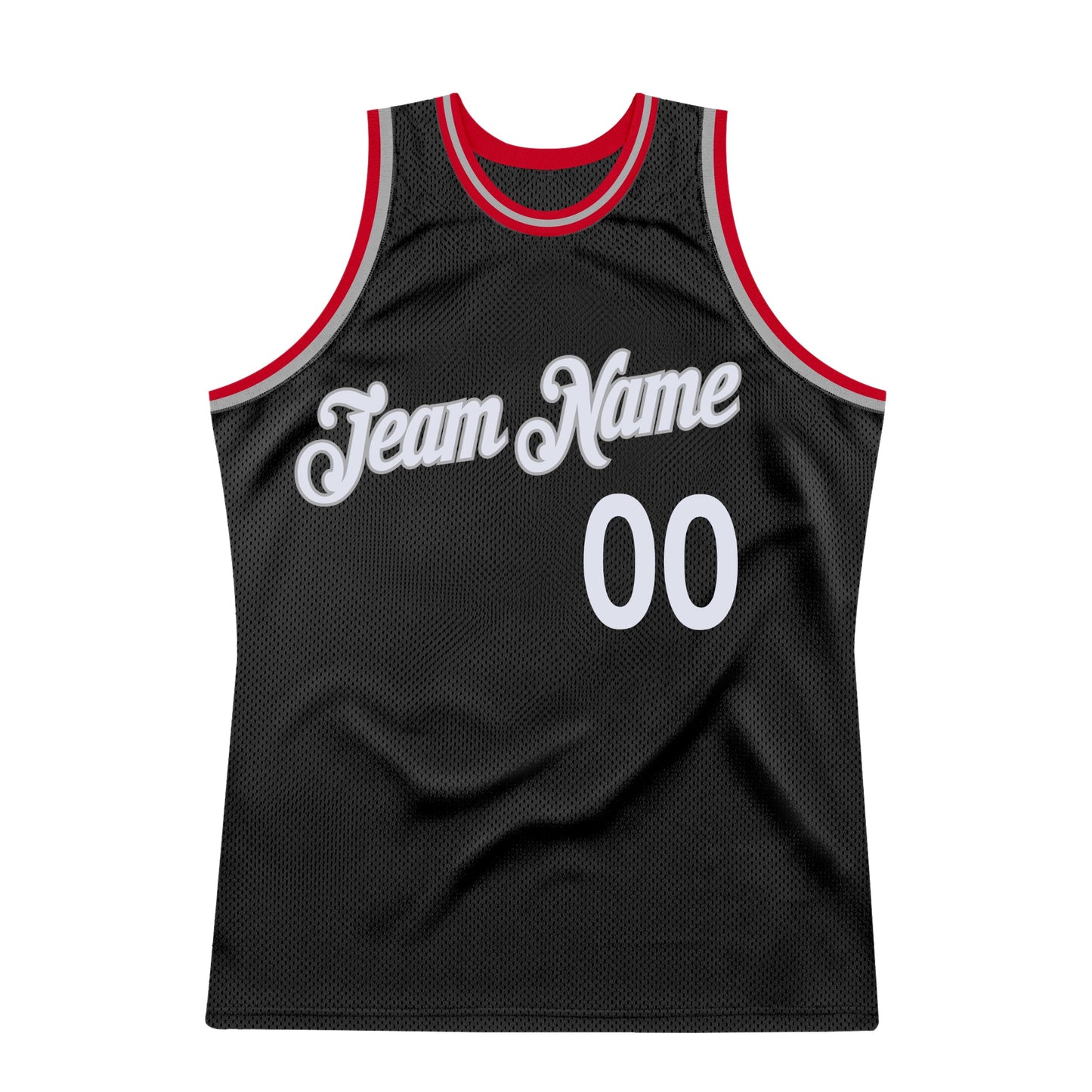 Custom Black White-Red Authentic Throwback Basketball Jersey view 7