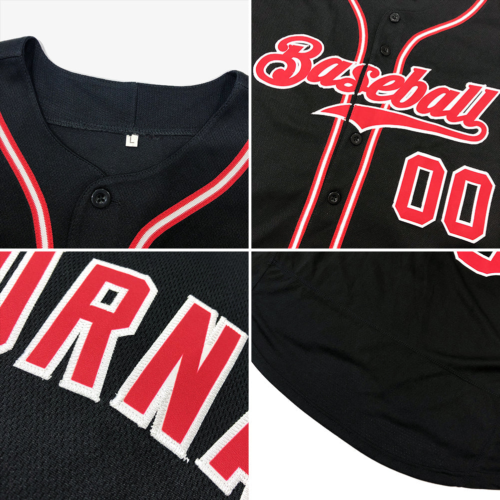Custom Black White-Teal Authentic Baseball Jersey view 6