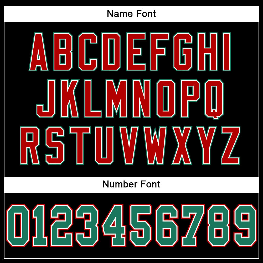 Custom Black Kelly Green-Red Mesh Authentic Football Jersey view 4