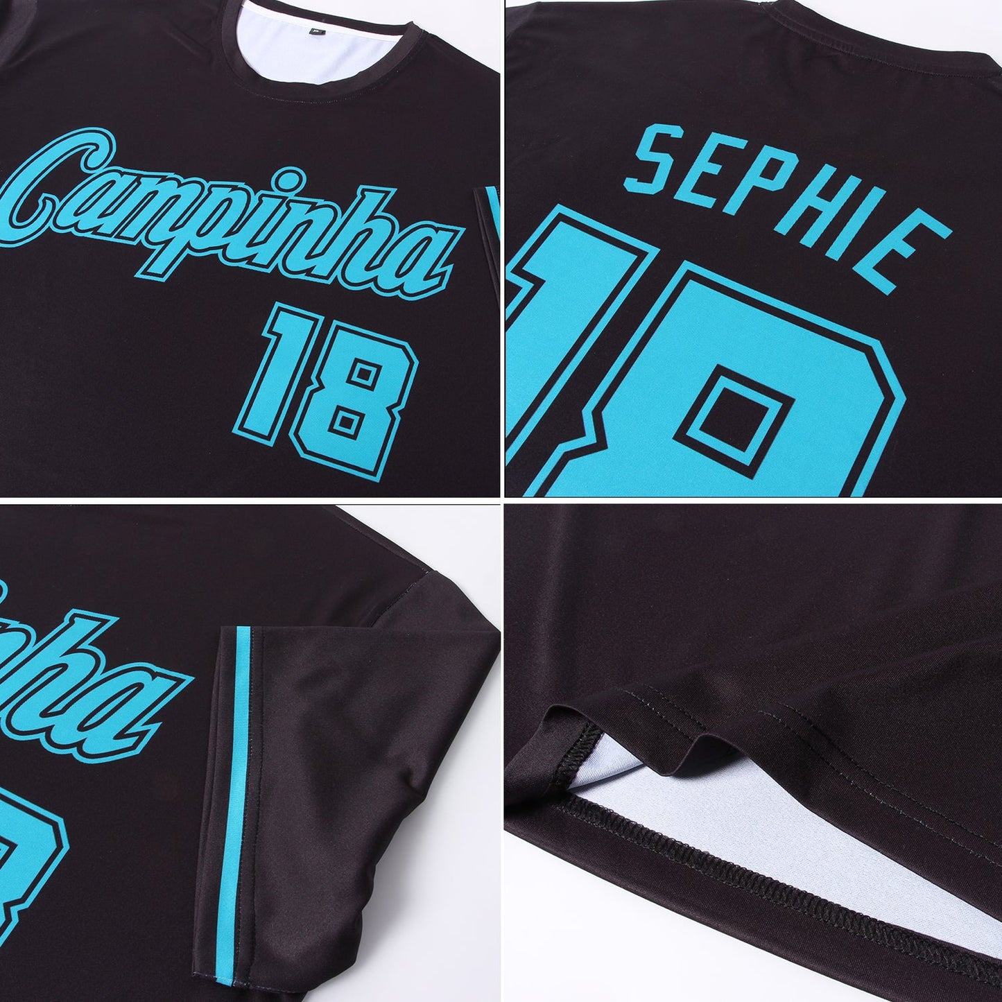 Custom Black Teal-Black Performance T-Shirt view 7