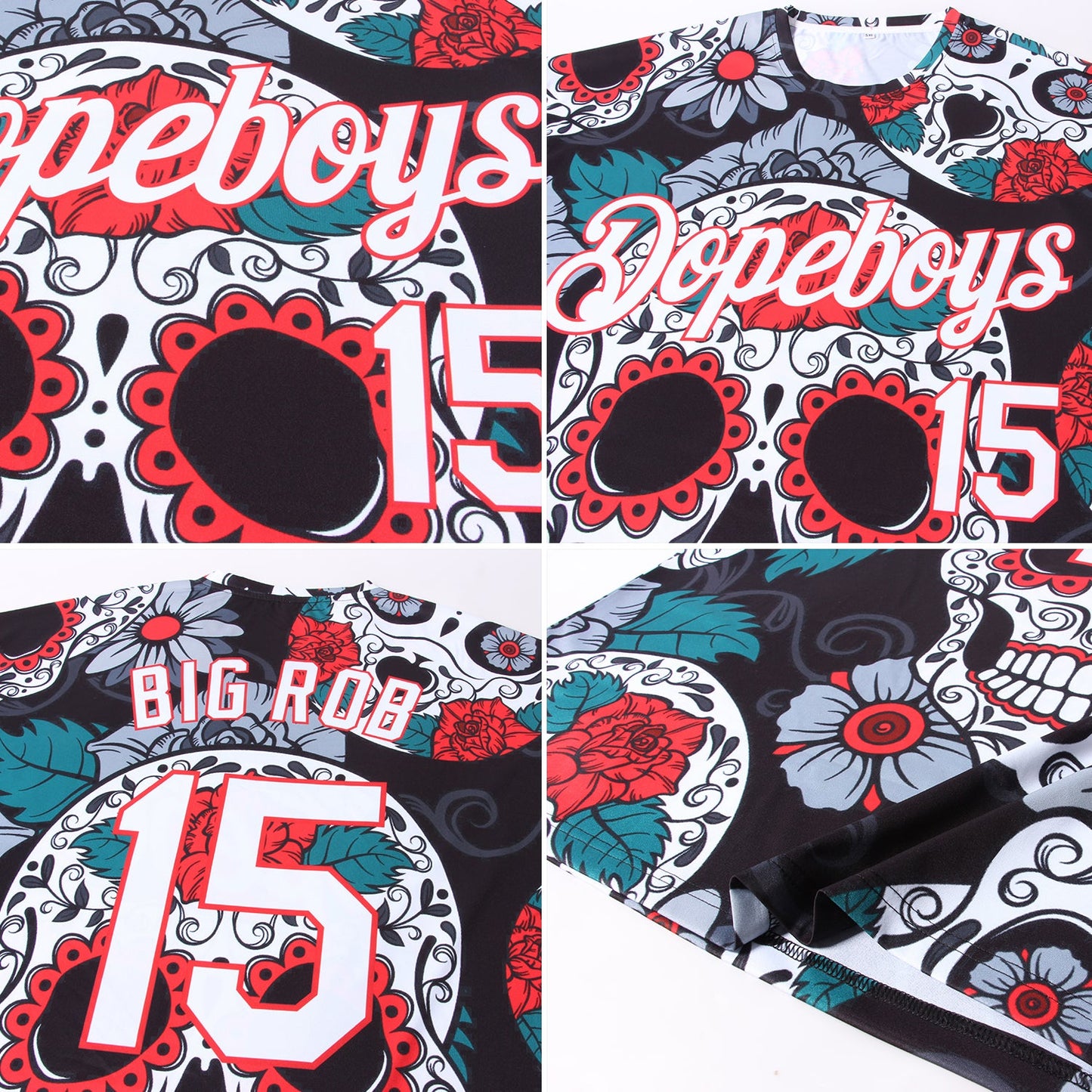 Custom Black White-Red 3D Skull Fashion Performance T-Shirt view 5