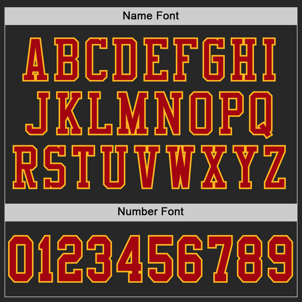 Custom Black Red-Gold Mesh Authentic Football Jersey view 5