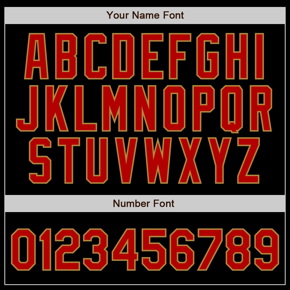Custom Black Old Gold Pinstripe Red-Old Gold Authentic Baseball Jersey view 5