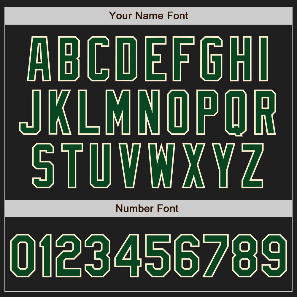 Custom Black Cream Pinstripe Green Authentic Baseball Jersey view 6