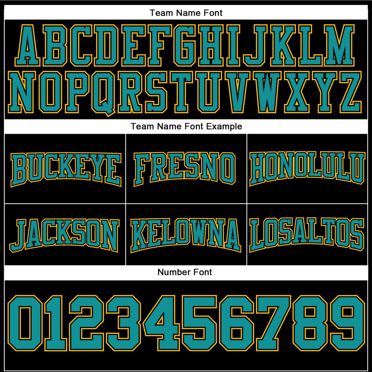 Custom Stitched Black Teal-Gold Football Pullover Sweatshirt Hoodie view 3