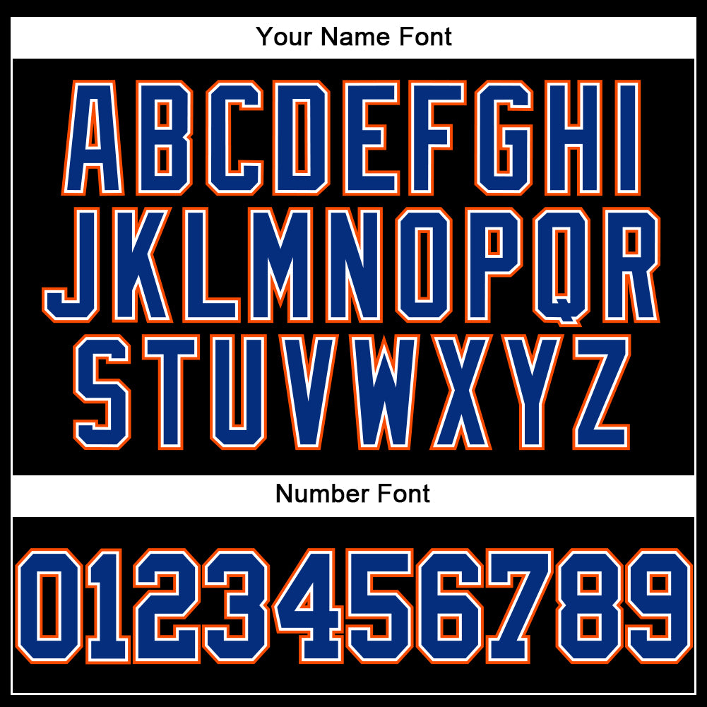 Custom Black Royal-Orange Authentic Baseball Jersey view 5