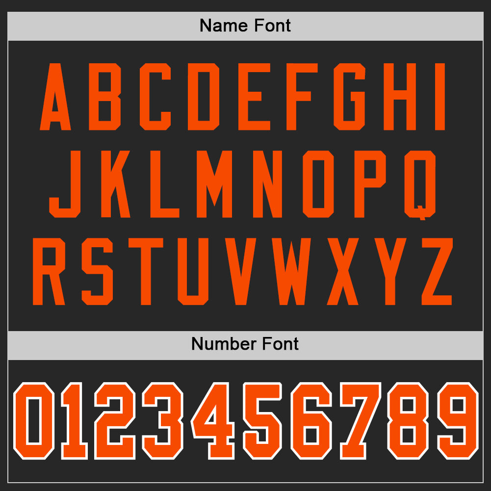Custom Black Orange-White Mesh Authentic Throwback Football Jersey view 4