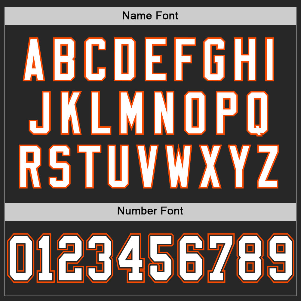 Custom Black White-Orange Mesh Authentic Throwback Football Jersey view 4