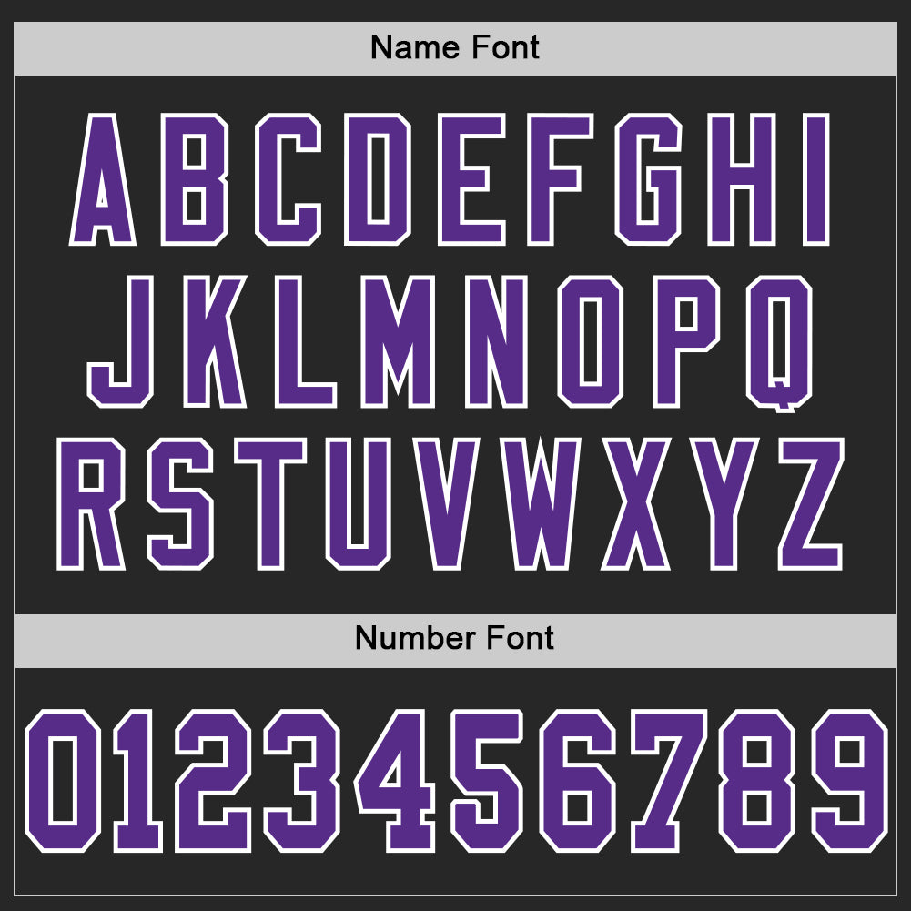 Custom Black Purple-White Mesh Authentic Throwback Football Jersey view 4