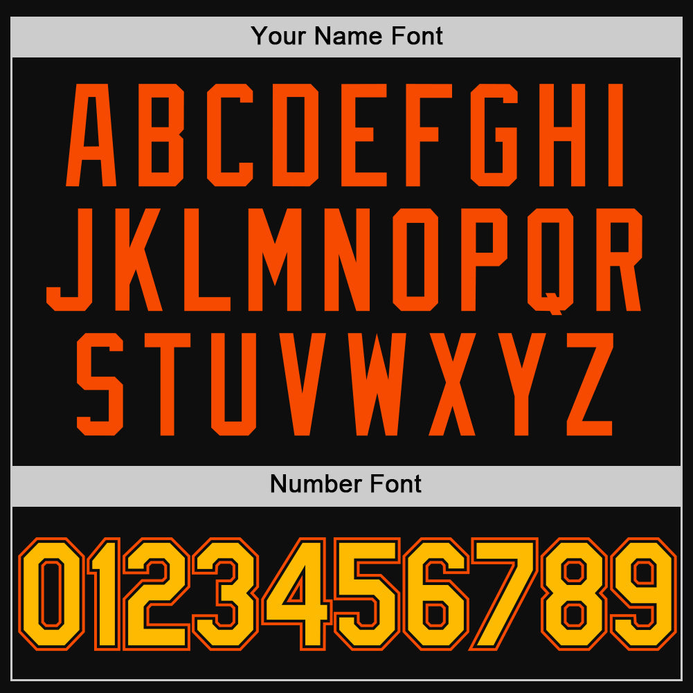 Custom Black Gold-Orange Authentic Throwback Baseball Jersey view 5