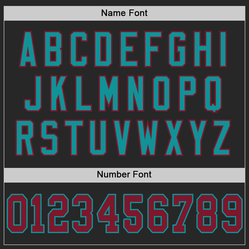 Custom Black Crimson-Teal Mesh Authentic Football Jersey view 4