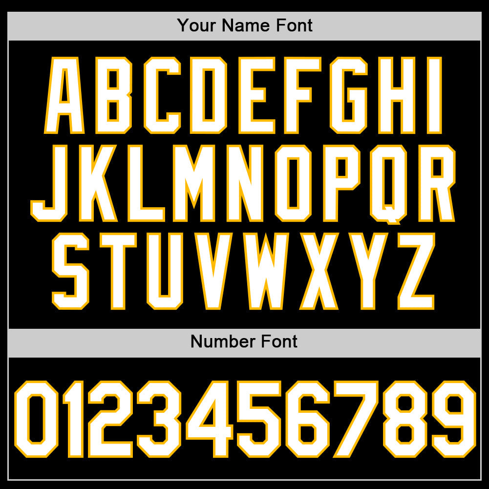 Custom Black White-Gold Authentic Throwback Basketball Jersey view 4