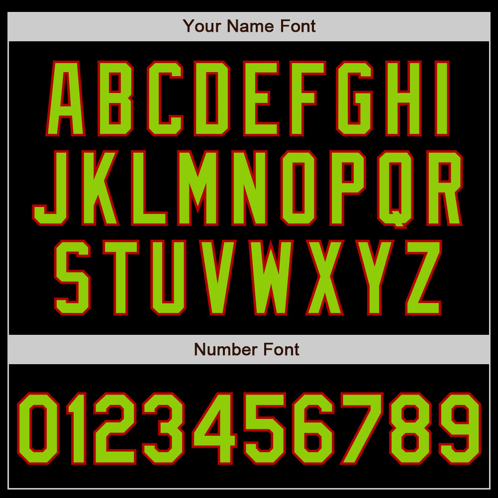 Custom Black Neon Green-Red Authentic Baseball Jersey view 8