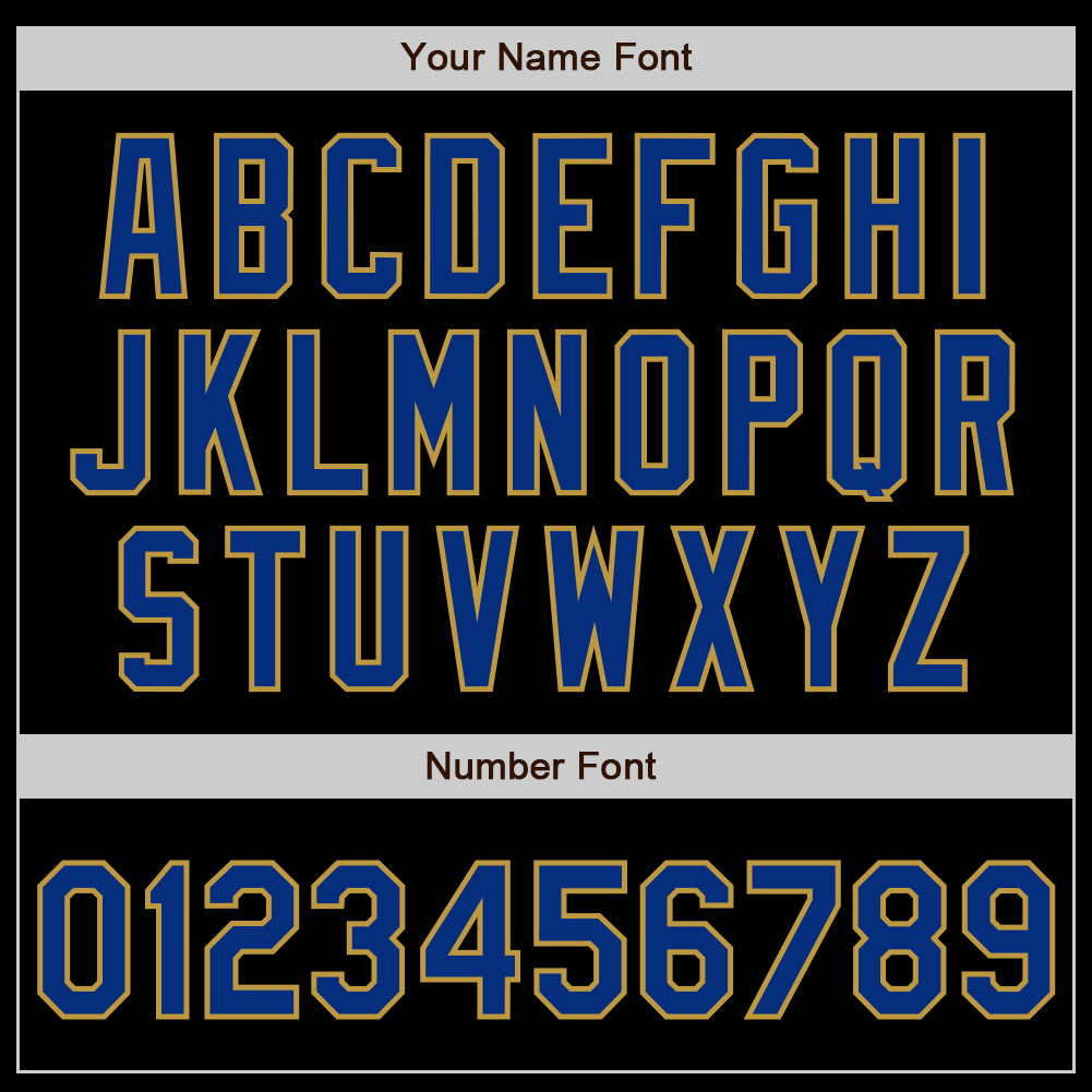 Custom Black Royal-Old Gold Authentic Baseball Jersey view 8