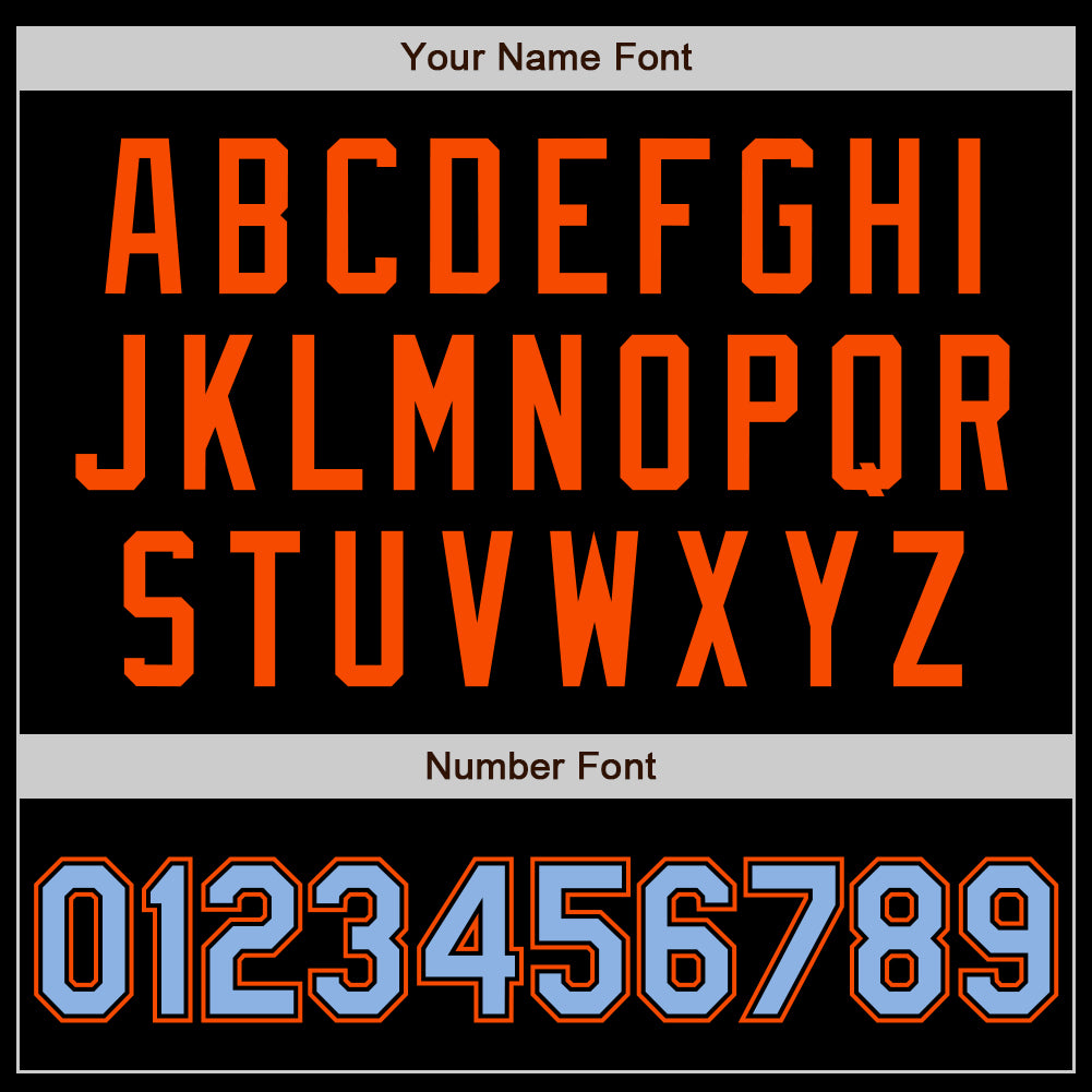 Custom Black Light Blue-Orange Authentic Baseball Jersey view 8