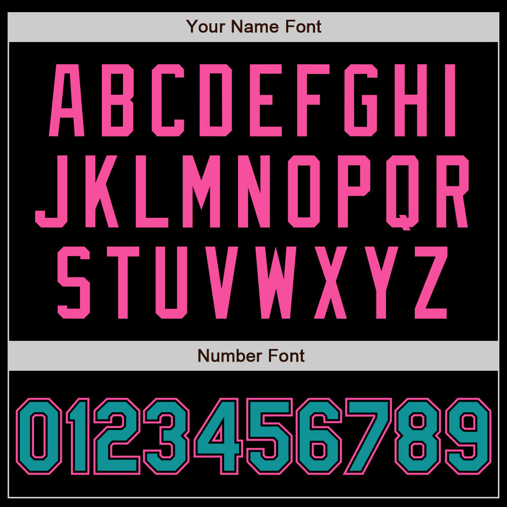 Custom Black Teal-Pink Authentic Baseball Jersey view 8