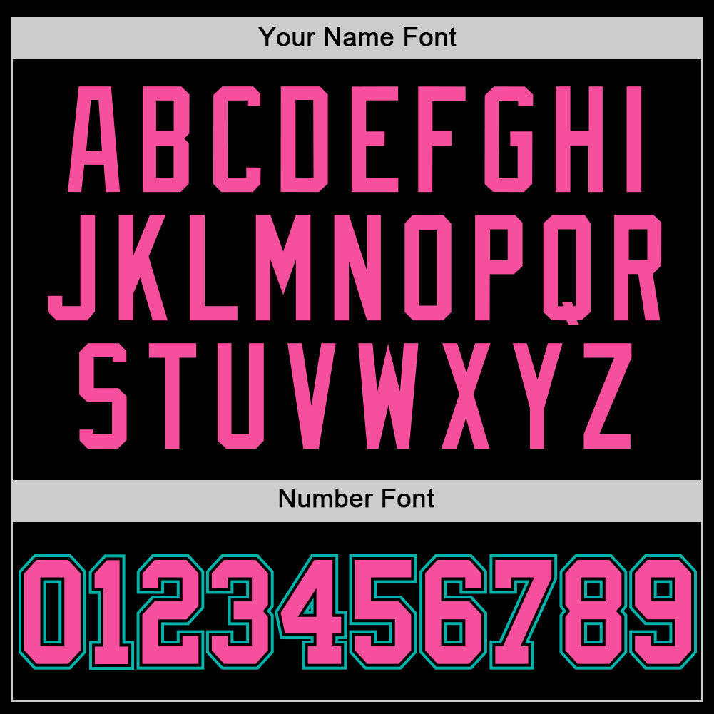 Custom Black Pink Aqua-White Authentic Throwback Basketball Jersey view 4