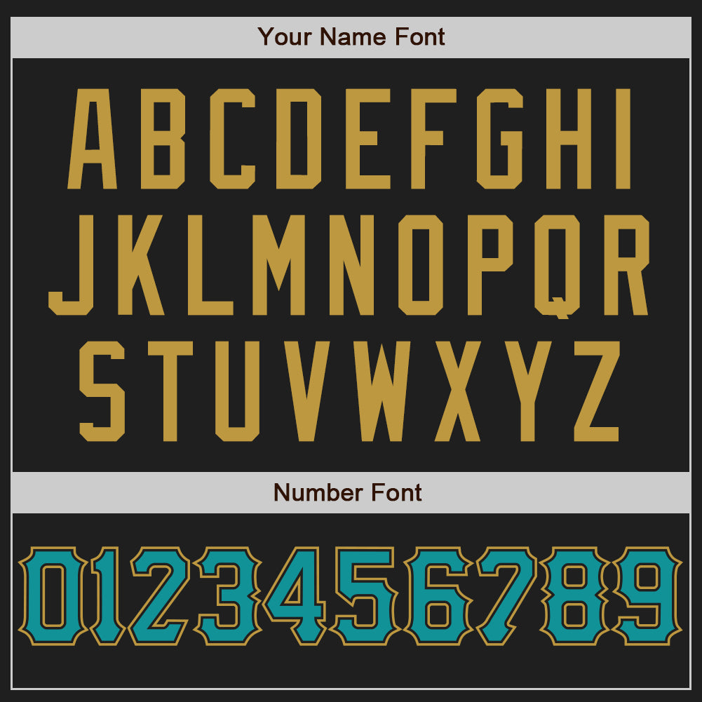 Custom Black Teal-Old Gold Authentic Baseball Jersey view 5