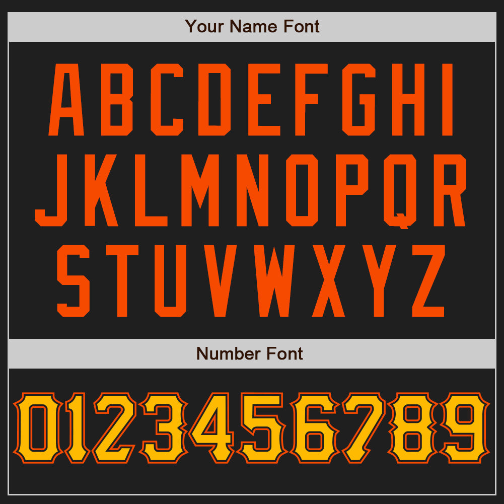 Custom Black Gold-Orange Authentic Baseball Jersey view 5