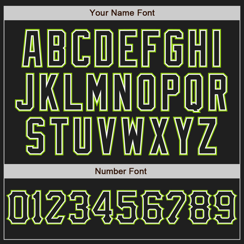Custom Black White-Neon Green Authentic Baseball Jersey view 5