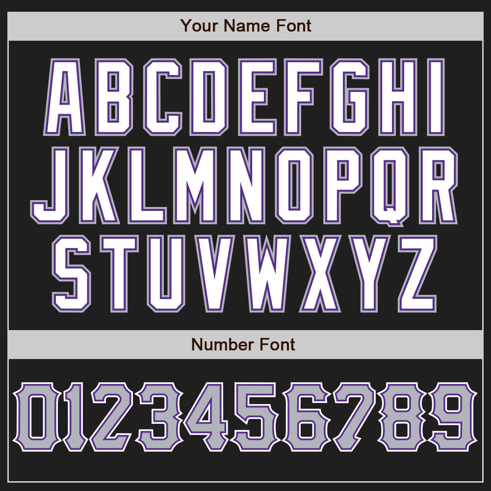 Custom Black Gray Purple-White Authentic Baseball Jersey view 5