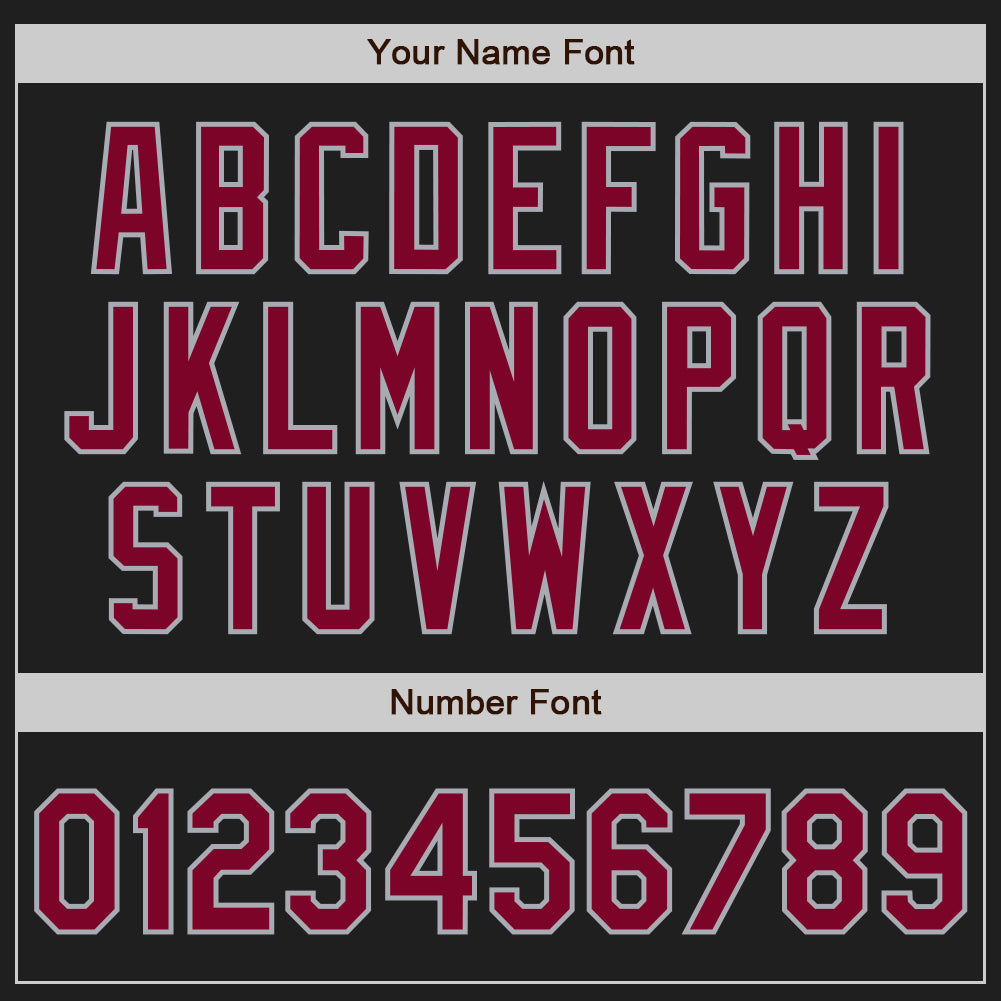 Custom Black Maroon-Gray Authentic Baseball Jersey view 5