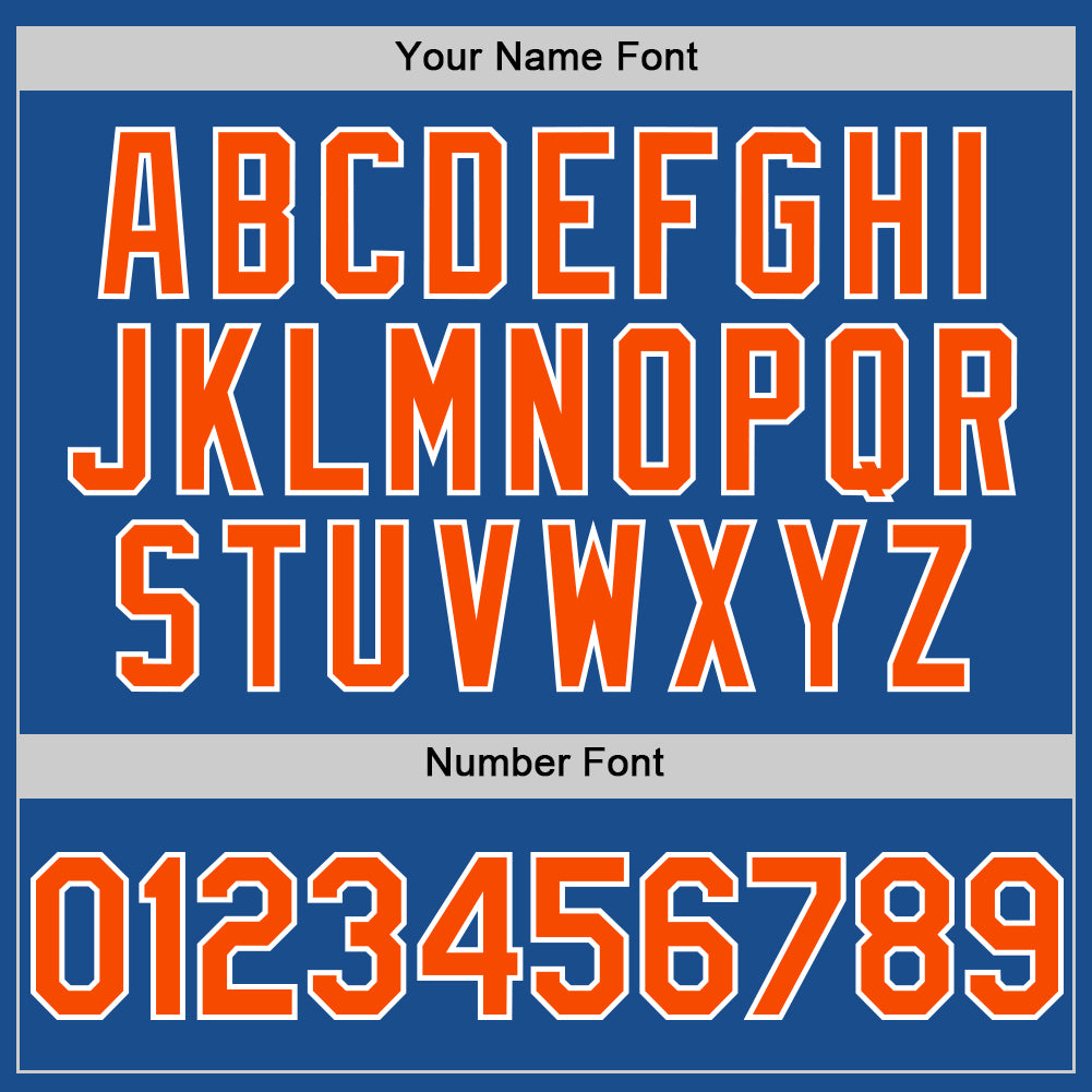 Custom Blue Orange-White Mesh Authentic Throwback Baseball Jersey view 5