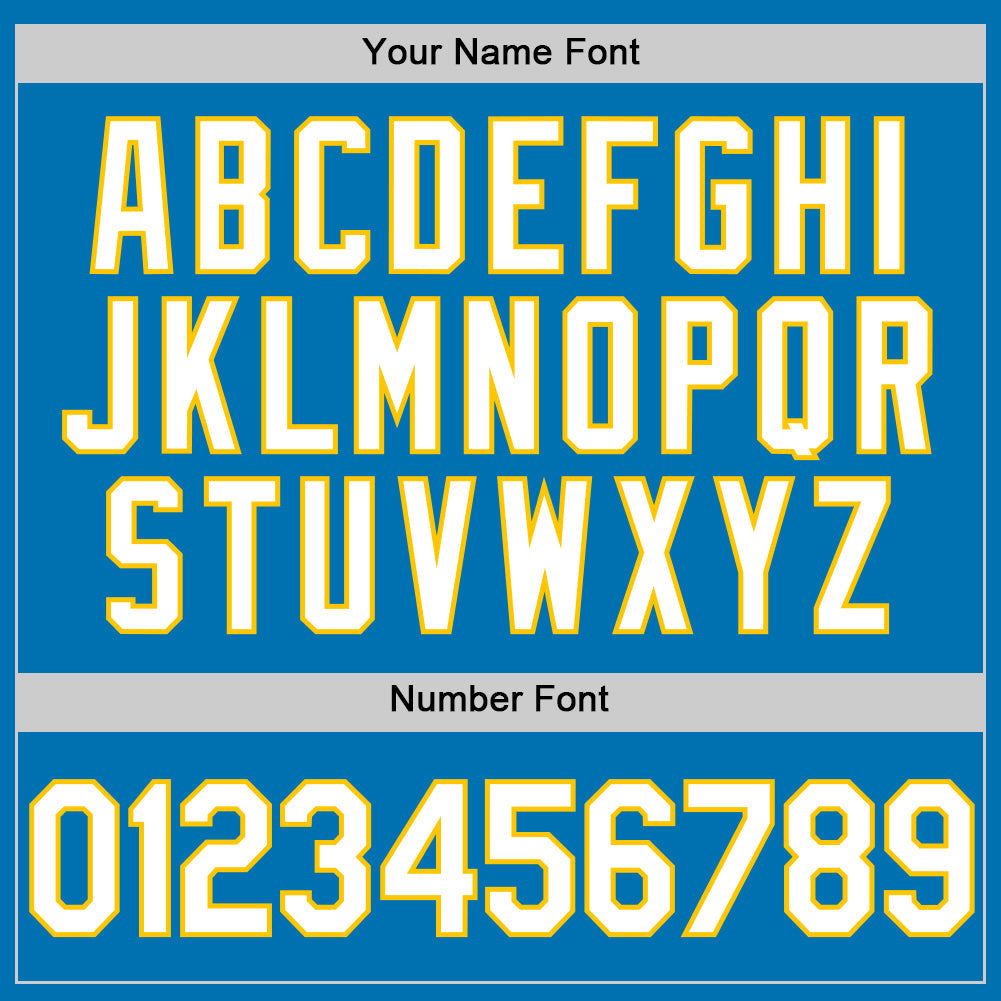 Custom Blue White-Yellow Authentic Baseball Jersey view 5