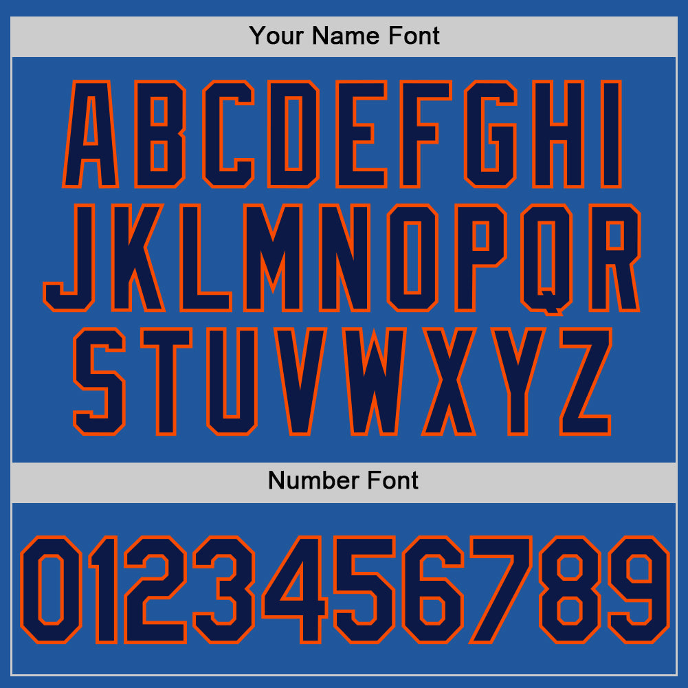 Custom Blue Navy-Orange Authentic Throwback Baseball Jersey view 5