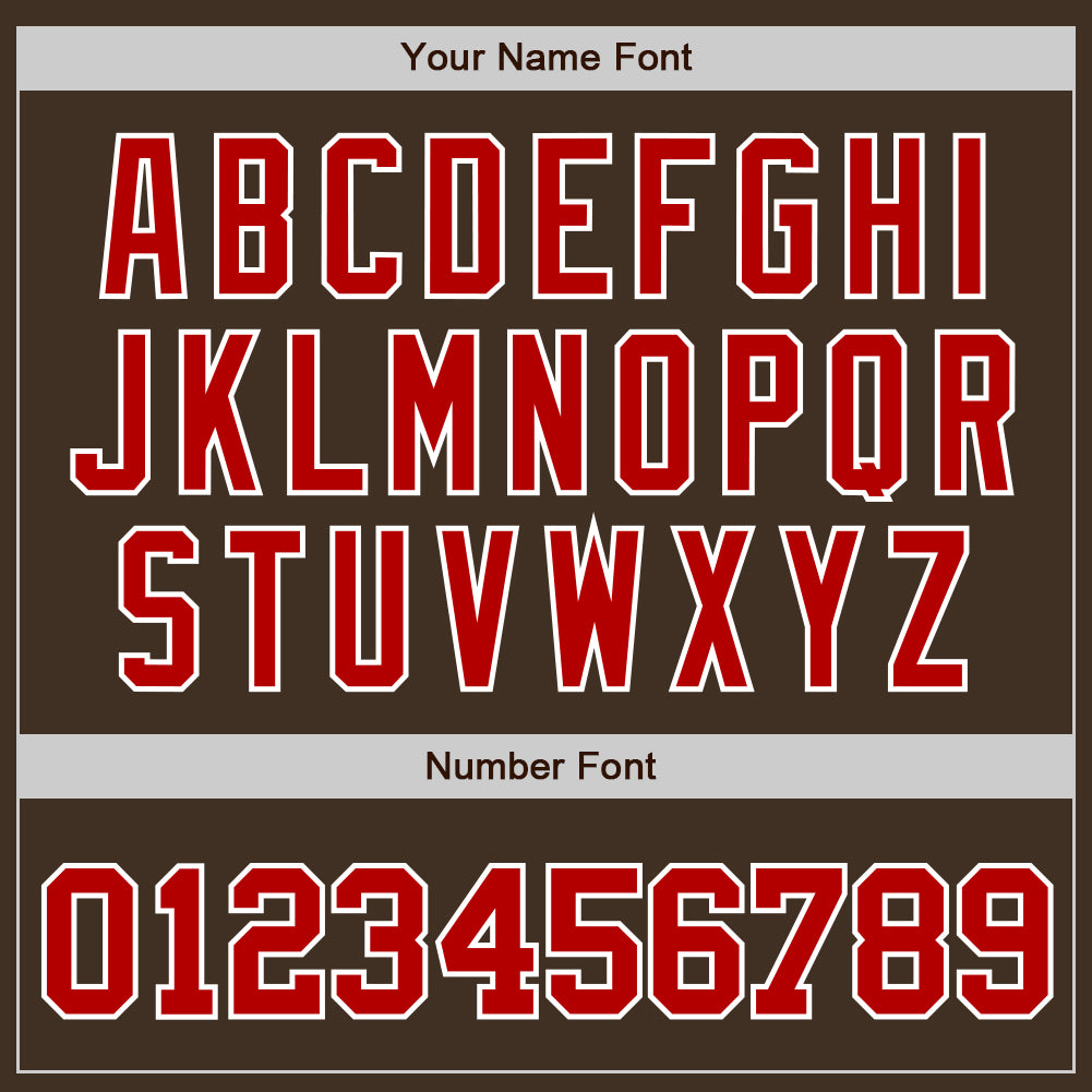 Custom Brown Red-White Authentic Baseball Jersey view 5