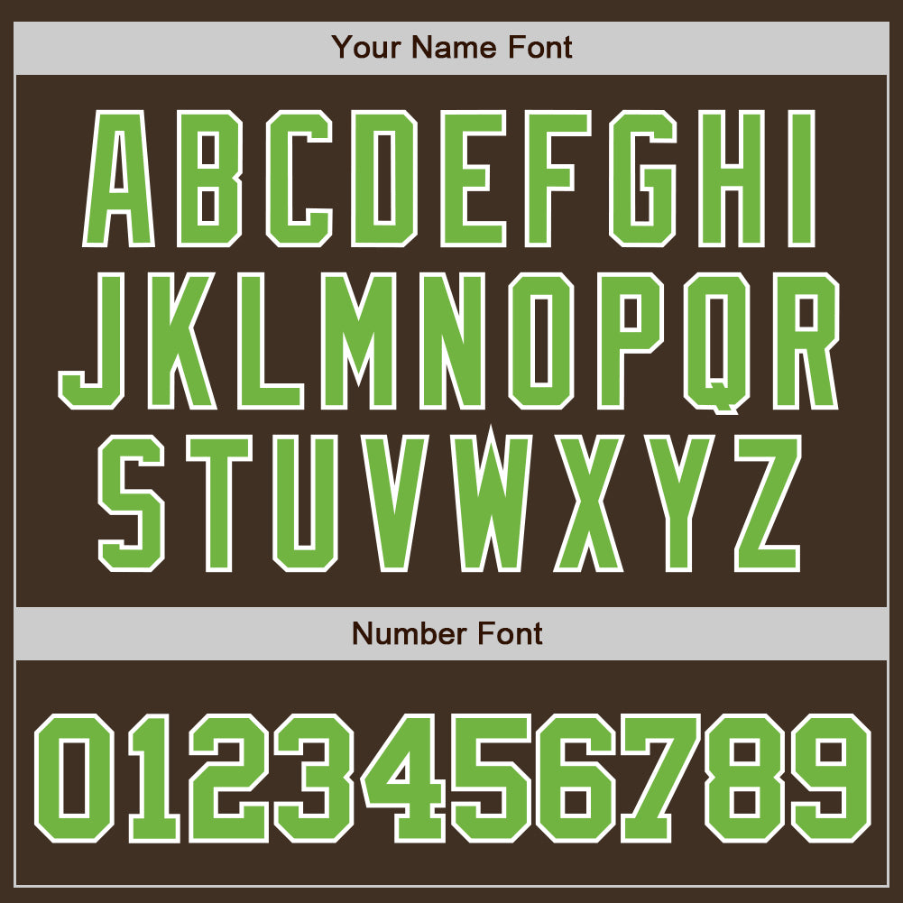 Custom Brown Neon Green-White Authentic Baseball Jersey view 5