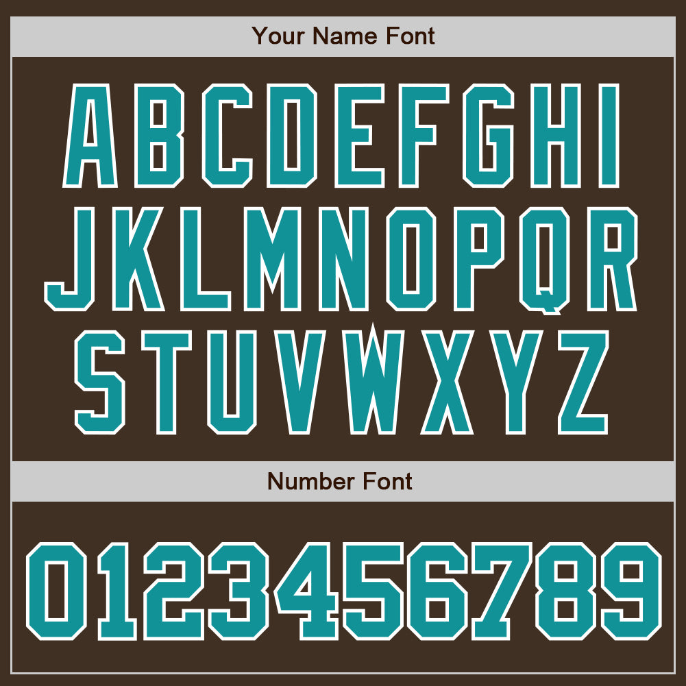 Custom Brown Teal-White Authentic Baseball Jersey view 5