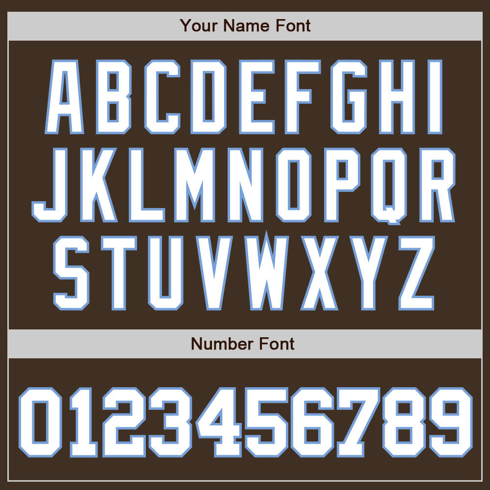 Custom Brown White-Light Blue Authentic Baseball Jersey view 5