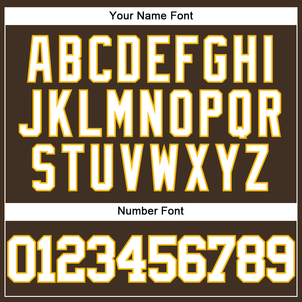 Custom Brown White-Gold Authentic Baseball Jersey view 5
