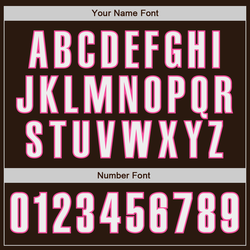 Custom Brown White-Pink Authentic Baseball Jersey view 5