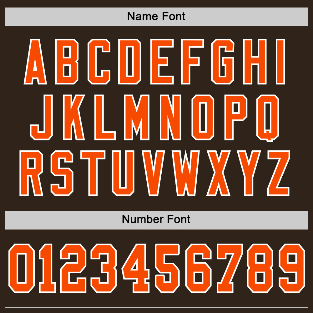 Custom Brown Orange-White Mesh Authentic Throwback Football Jersey view 4