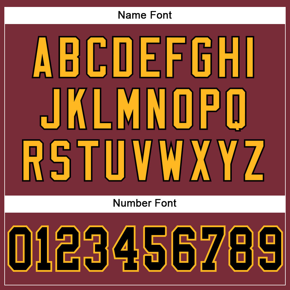 Custom Burgundy Black-Gold Mesh Authentic Football Jersey view 4