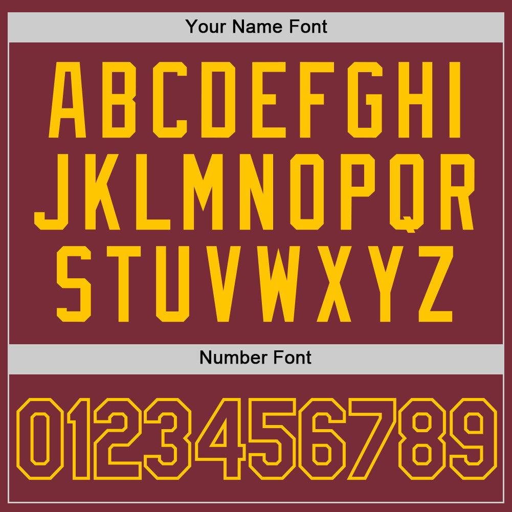Custom Burgundy Yellow Authentic Baseball Jersey view 5