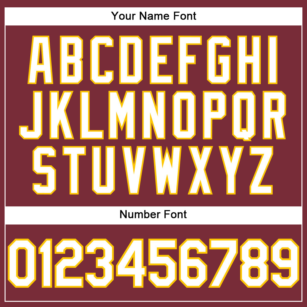 Custom Burgundy White-Yellow Performance T-Shirt view 4