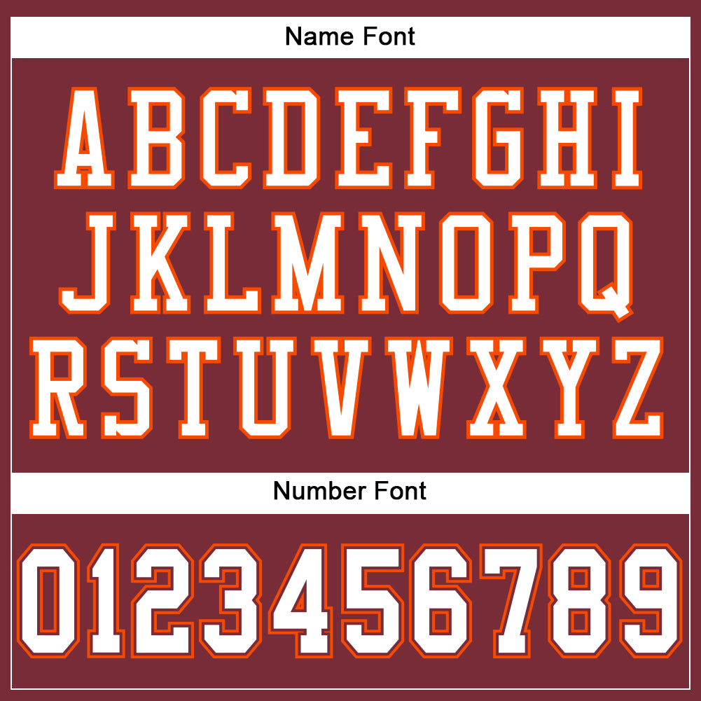 Custom Burgundy White-Orange Mesh Authentic Football Jersey view 4