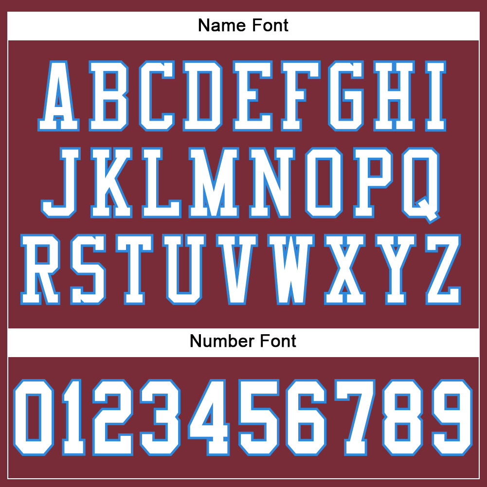 Custom Burgundy White-Powder Blue Mesh Authentic Football Jersey view 4