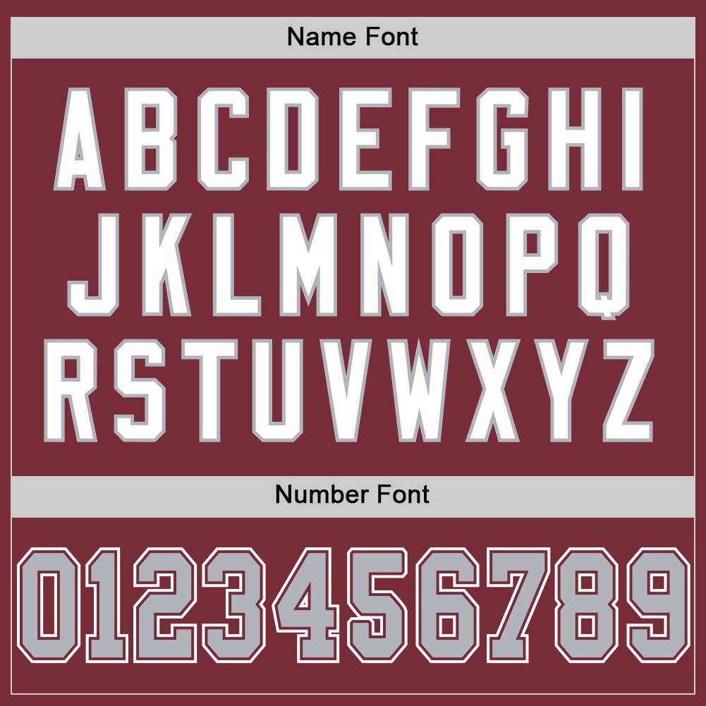 Custom Burgundy Gray-White Mesh Authentic Throwback Football Jersey view 4