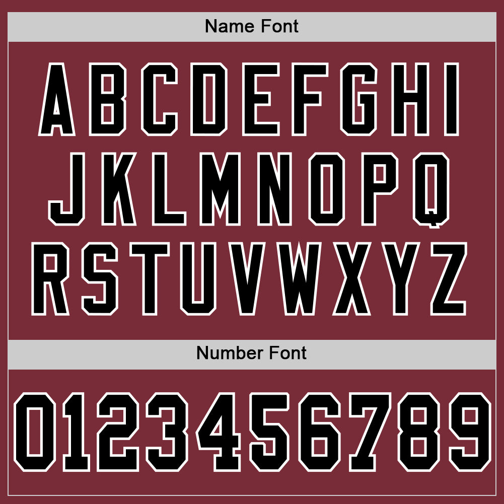 Custom Burgundy Black-White Mesh Authentic Throwback Football Jersey view 4