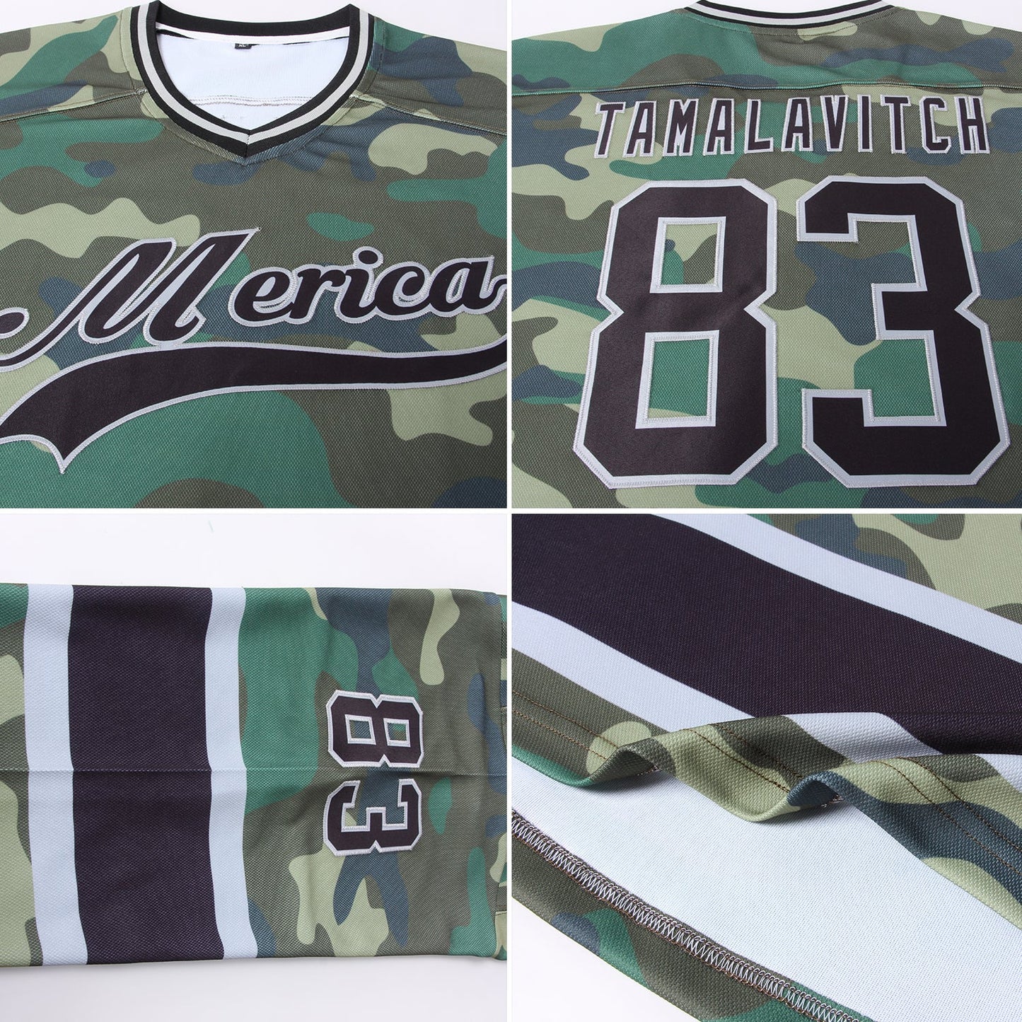 Custom Camo Black-Gray Salute To Service Hockey Jersey view 5