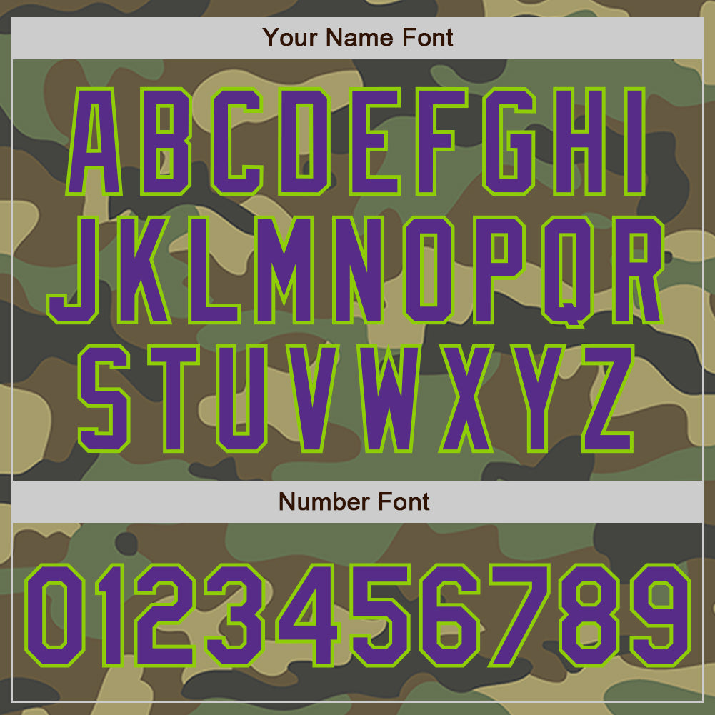 Custom Camo Purple-Neon Green Authentic Salute To Service Baseball Jersey view 5