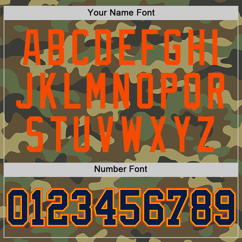 Custom Camo Navy Gold-Orange Authentic Salute To Service Basketball Jersey view 4