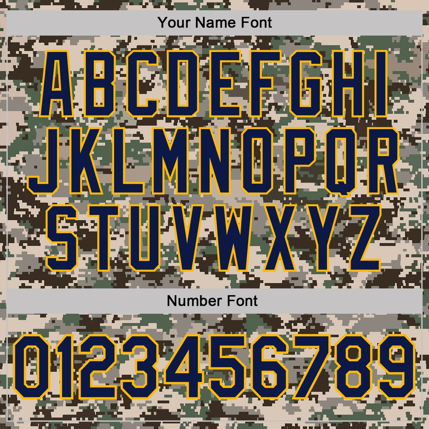 Custom Camo Navy-Gold Urban Digital Camouflage Pixel Salute To Service Performance T-Shirt view 4