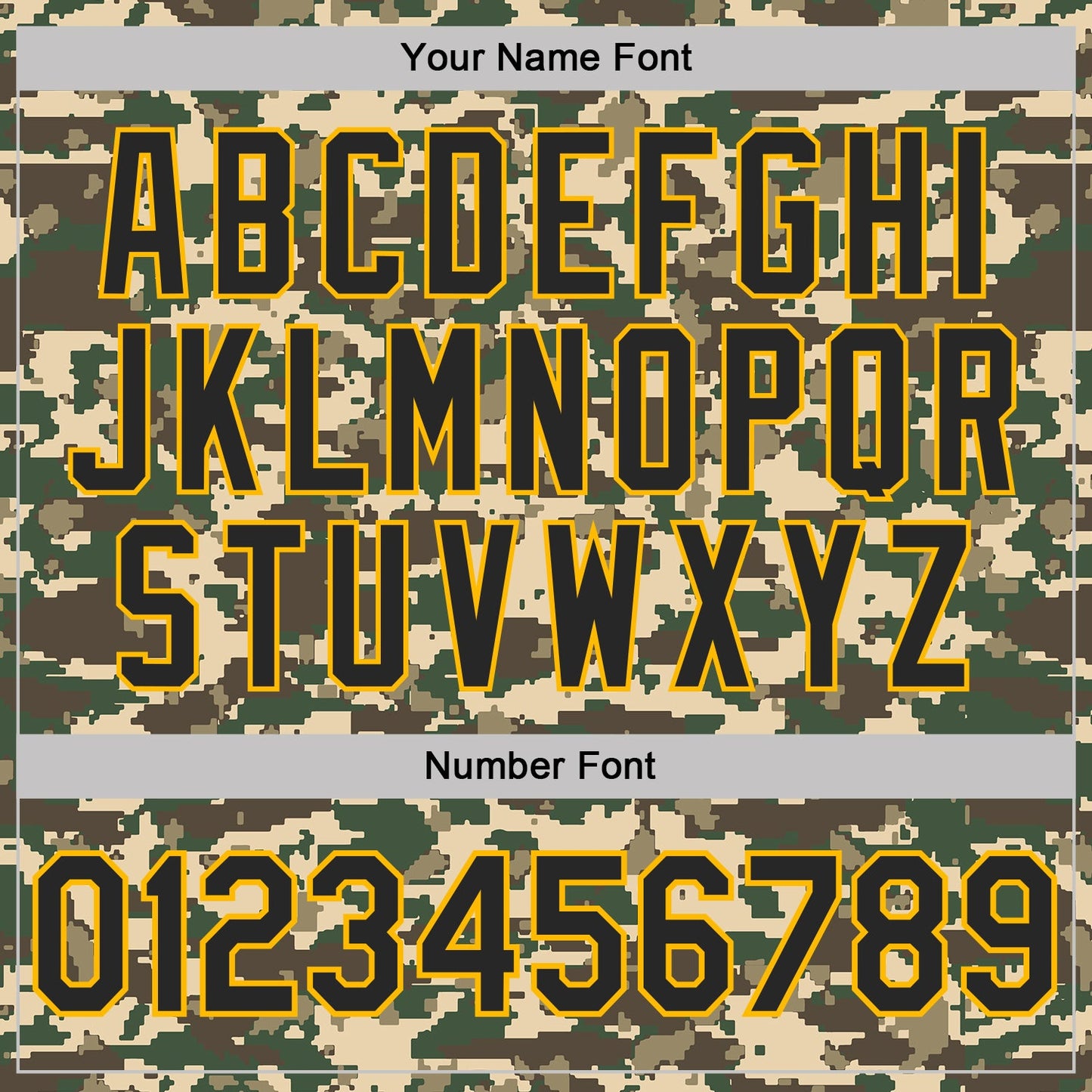 Custom Camo Black-Gold Woodland Forest Digital Camouflage Pixel Salute To Service Performance T-Shirt view 4